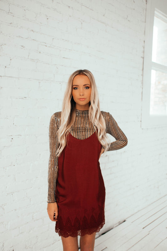 Sweet Talker Slip Dress in Wine