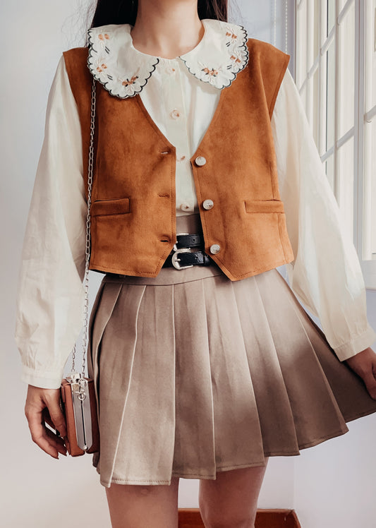 Journalist Suede Waistcoat (Camel)