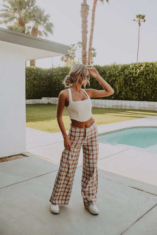 Dyln Corset Top In Beige