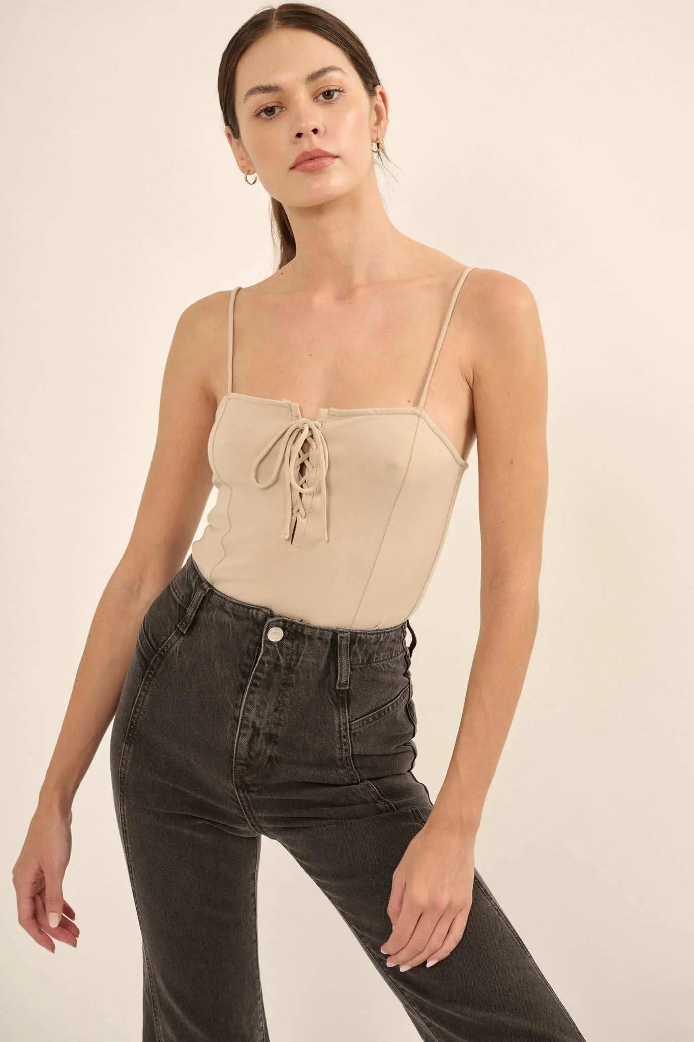 Lifted Fit Lace-Up Cami Bodysuit - ShopPromesa