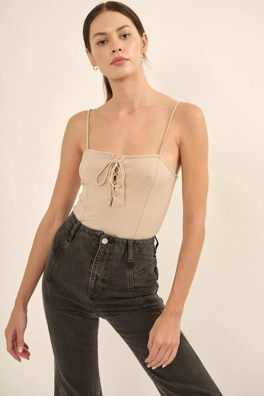 Lifted Fit Lace-Up Cami Bodysuit - ShopPromesa