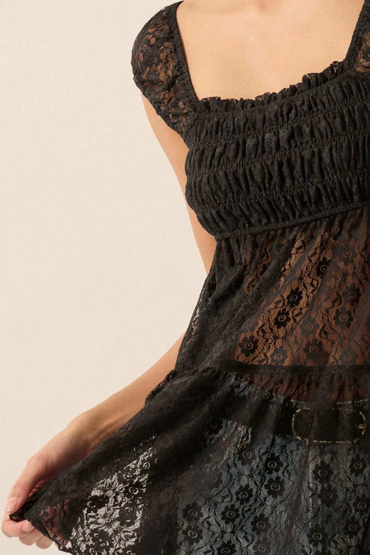 Purely Pretty Smocked Lace Babydoll Top