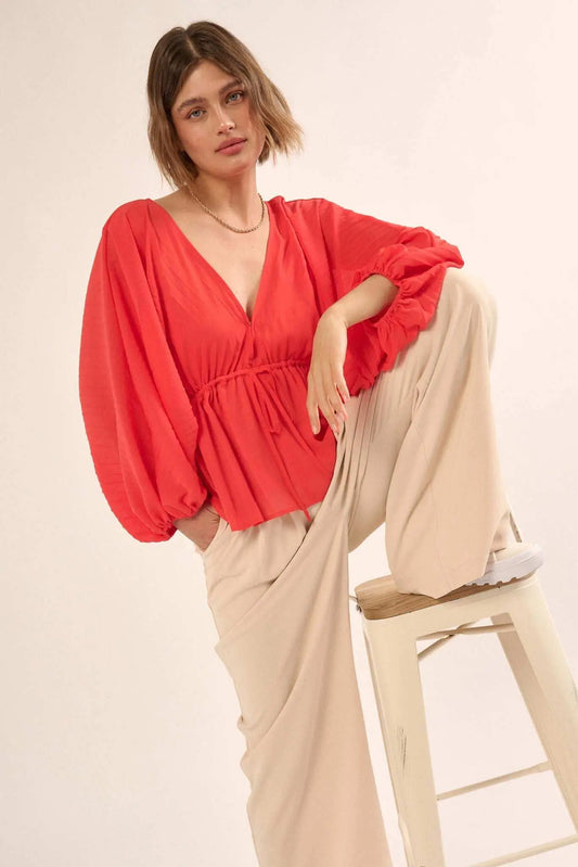 Made for Love Accordion Pleated Kimono Blouse
