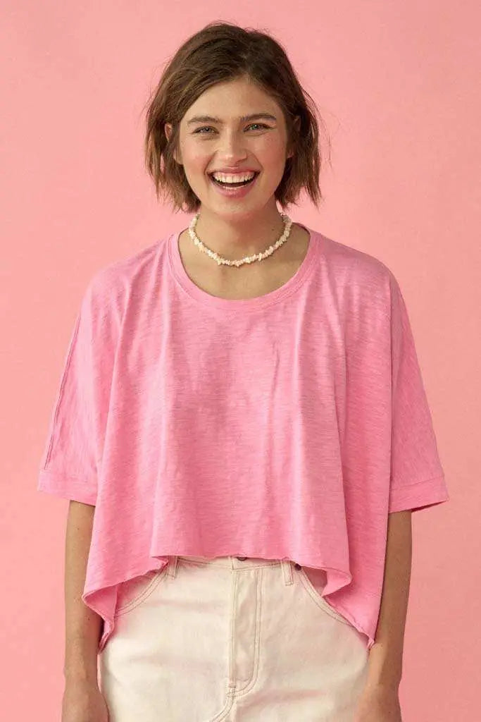 Easy Fit Vintage-Wash Cotton Oversized Boxy Tee - ShopPromesa