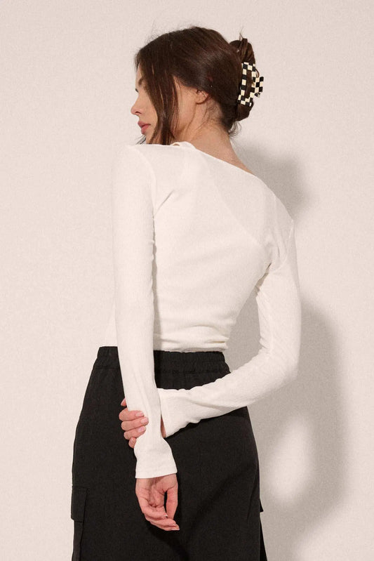 Promise the Label Rib-Knit Layered Asymmetrical Top