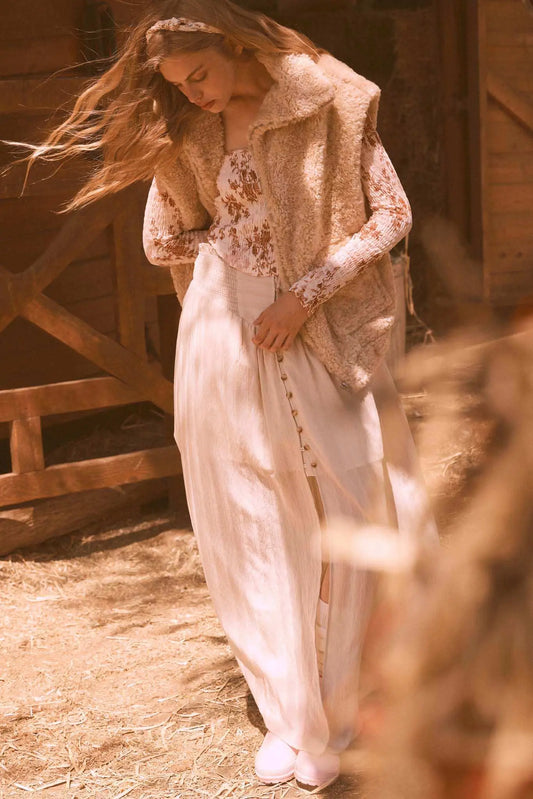 Wildflower Heart Smocked Floral-Print Corset Top