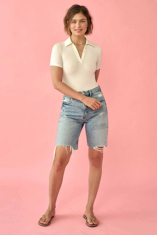 Promise the Label Rib-Knit Polo Bodysuit