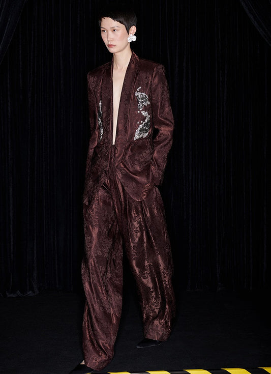 M essential Mackay designer embroidered jacquard pant suit - Buniu.