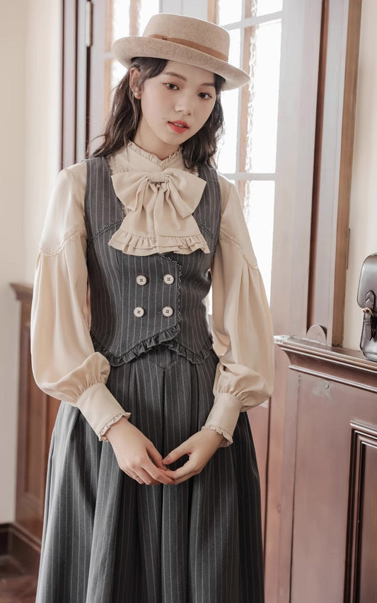 Victoria Stripe Waistcoat (Gray)