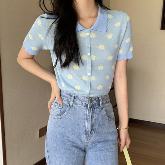 Daisy Polo Cropped Sweater (2 Colors)