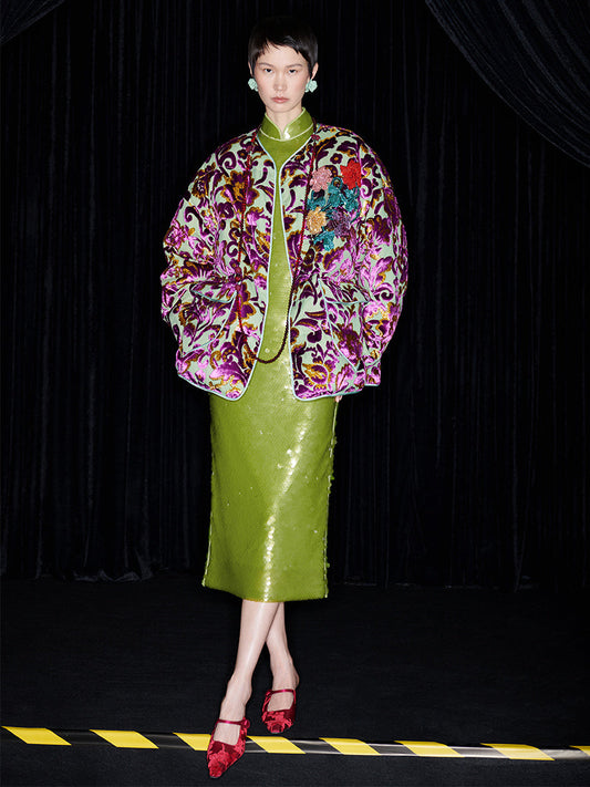 M essential Mackay designer Barcelona colourful iron-embroidered jacket dress set- four.