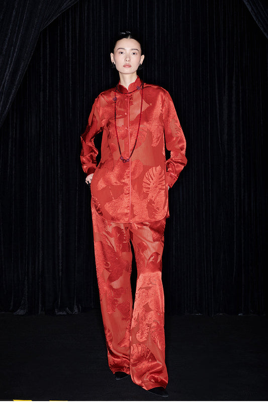 M essential Mackay designer Flower Pot Neck Straight pant top suit - bear.