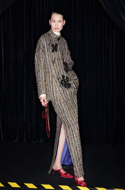 M essential Mackay designer Iron Orchid Feather Beaded Jacket - access