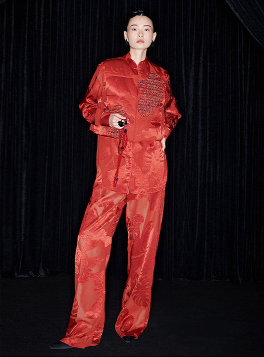 M essential Mackay designer Hagakure embroidered vest  pant top- view.