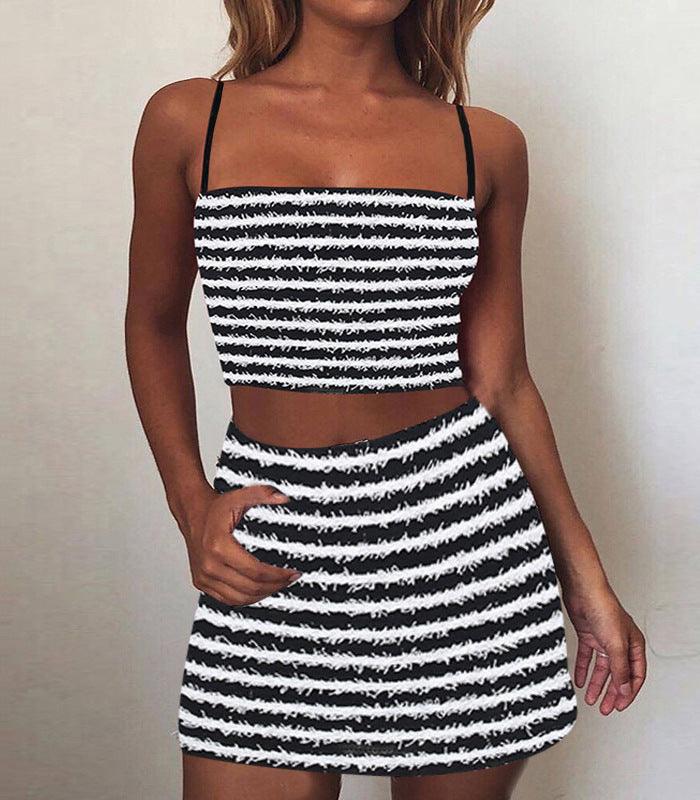 Women's Texture Striped Spaghetti Straps Suit Dress - Trendha