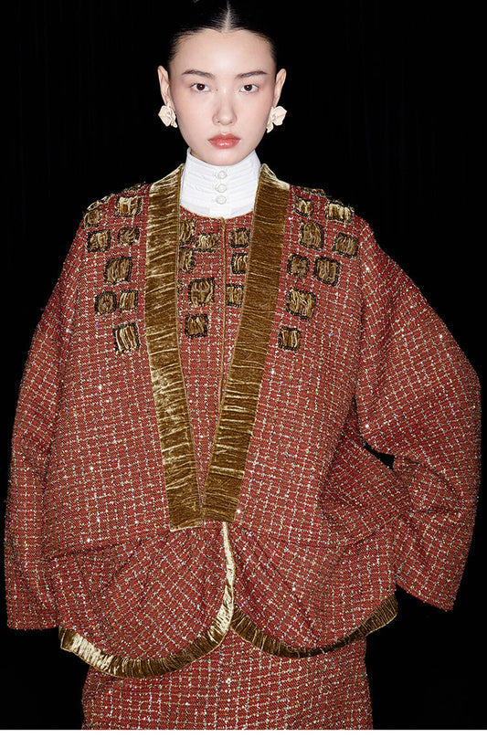 M essential Mackay designer embroidery short robe vest dress jacket- stay.