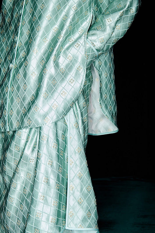 M essential Mackay designer green jacquard pant top skirt - follow.