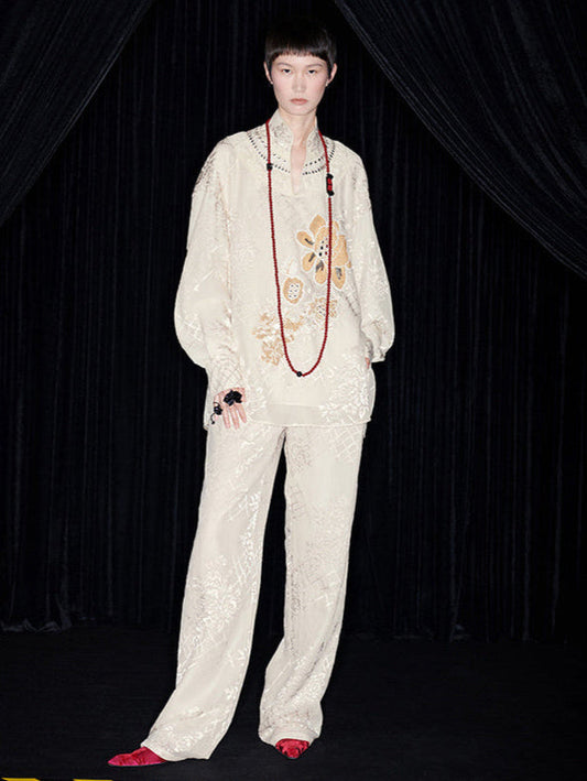 M essential Mackay designer Hip Burnt Stacked Trim Stand Collar Loose Top - sent.