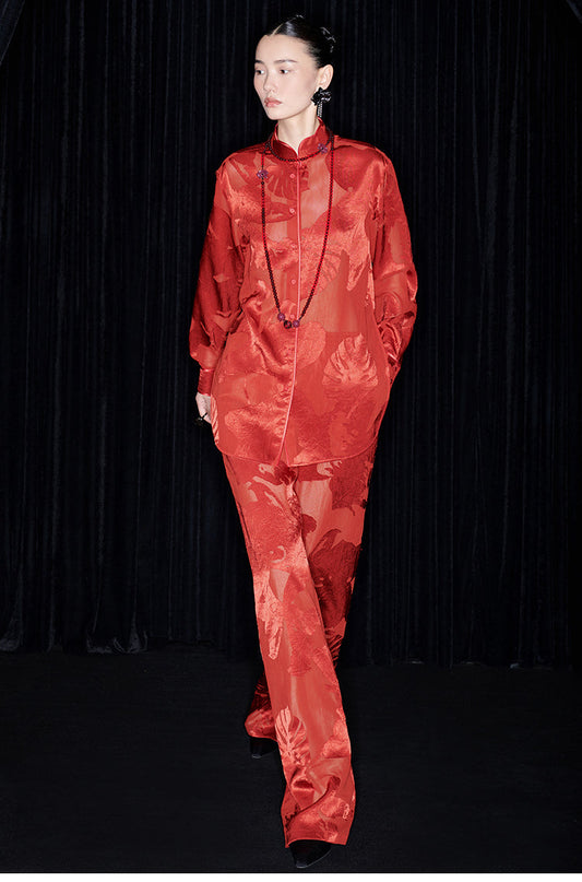 M essential Mackay designer Flower Pot Neck Straight pant top suit - bear.