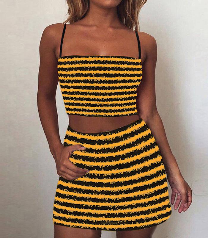 Women's Texture Striped Spaghetti Straps Suit Dress - Trendha