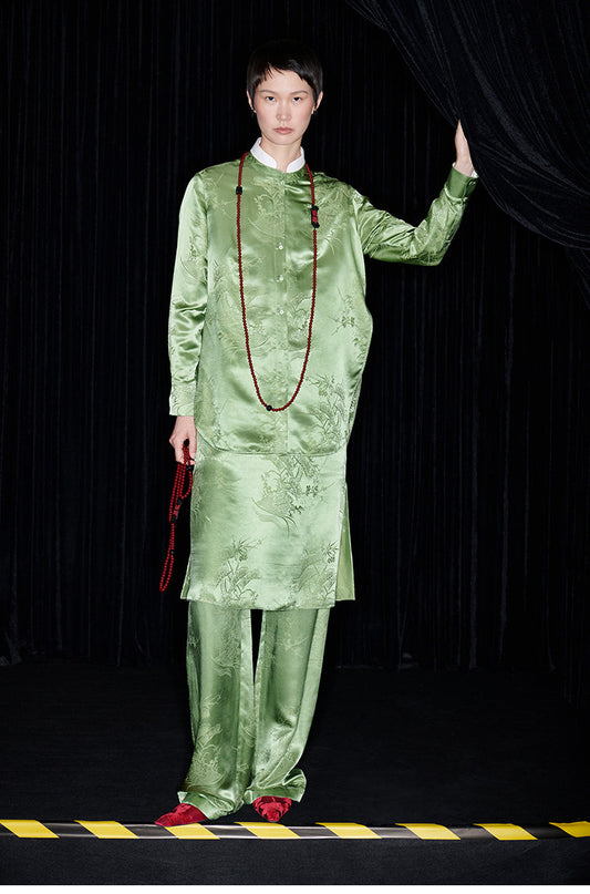 M essential Mackay luxury Jacquard stand-up collar shirt skirt pant set - eleven