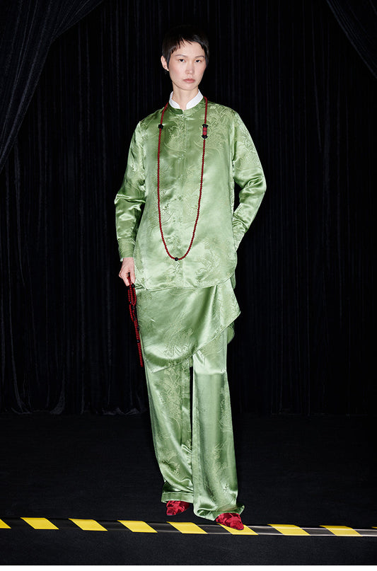 M essential Mackay luxury Jacquard stand-up collar shirt skirt pant set - eleven