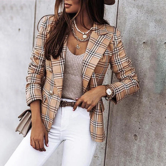 Women Spring Autumn Long Sleeve Slim Blazers Khaki Woman 2025 Fall Elegant Office Suit Coat