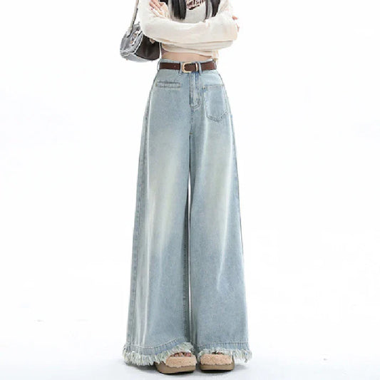 Women 2025 New Design Waist Loose Draped Drag Floor Skirts Jeans