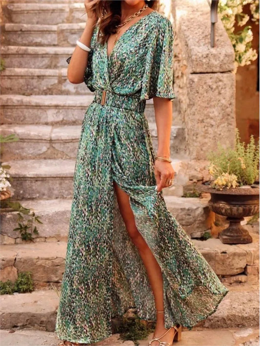 FashionSierra - 2025 Summer Sexy Short Sleeve Party Long Boho Dress