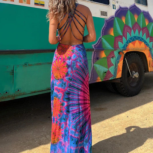 FashionSierra - 2025 Stretch Lace-Up Sexy Casual Beach Female Boho Dress