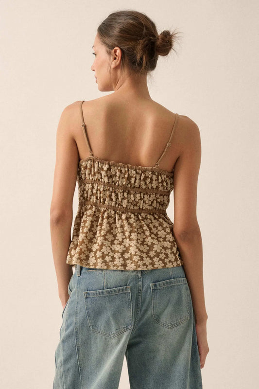 Home Grown Floral Tie-Front Babydoll Cami Top