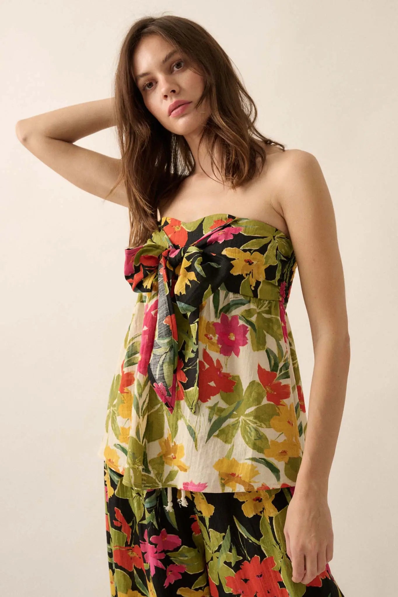Aloha Again Tropical Floral Split-Front Tunic Top - ShopPromesa