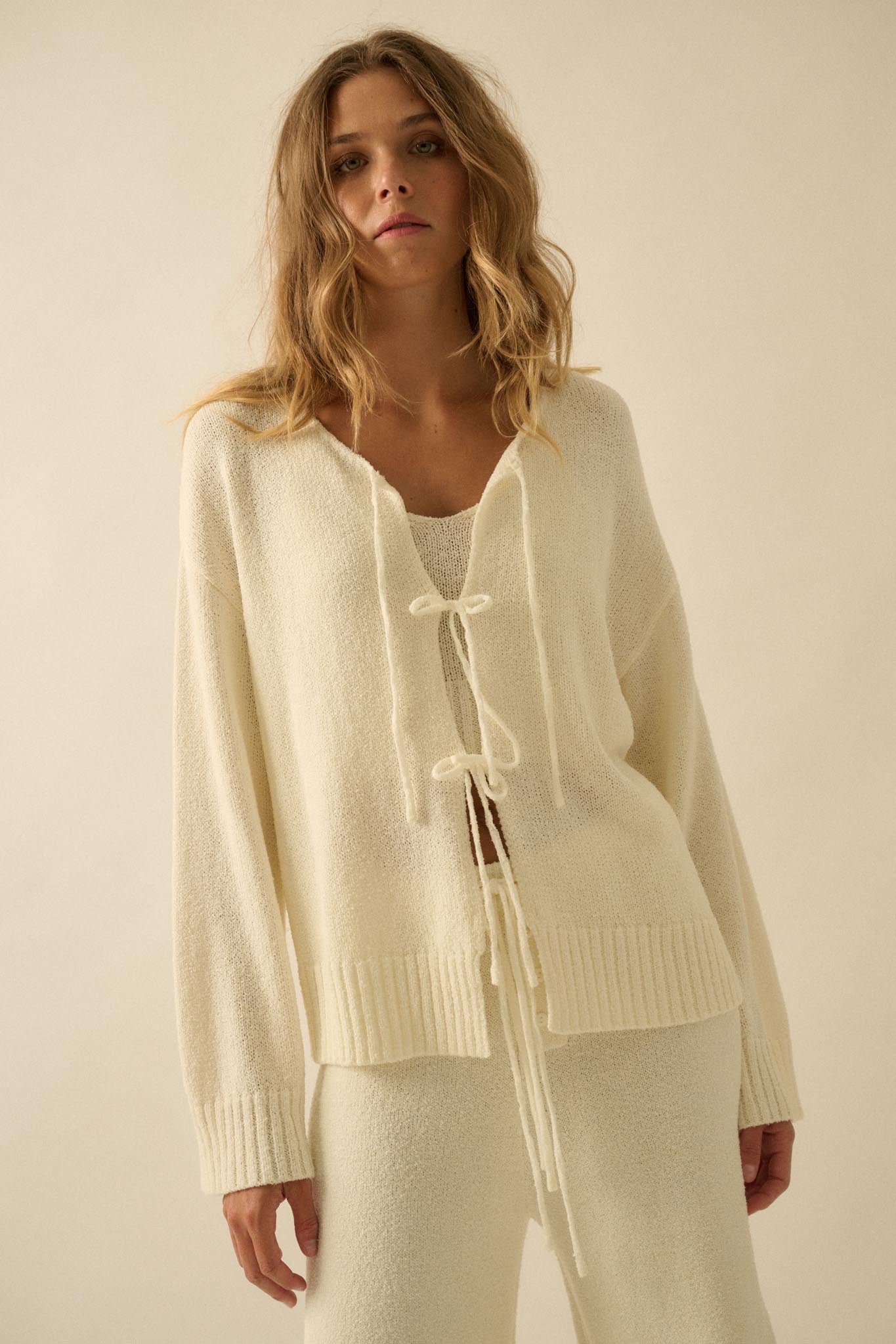 Promise the Label Textured Knit Cardigan and Tank - ShopPromesa