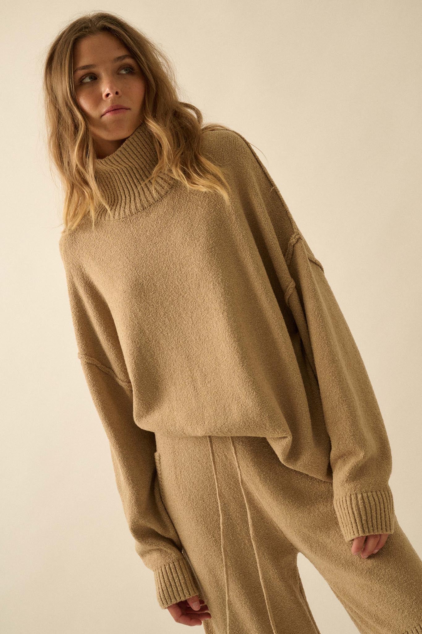 Promise the Label Textured Mock-Neck Sweater - ShopPromesa