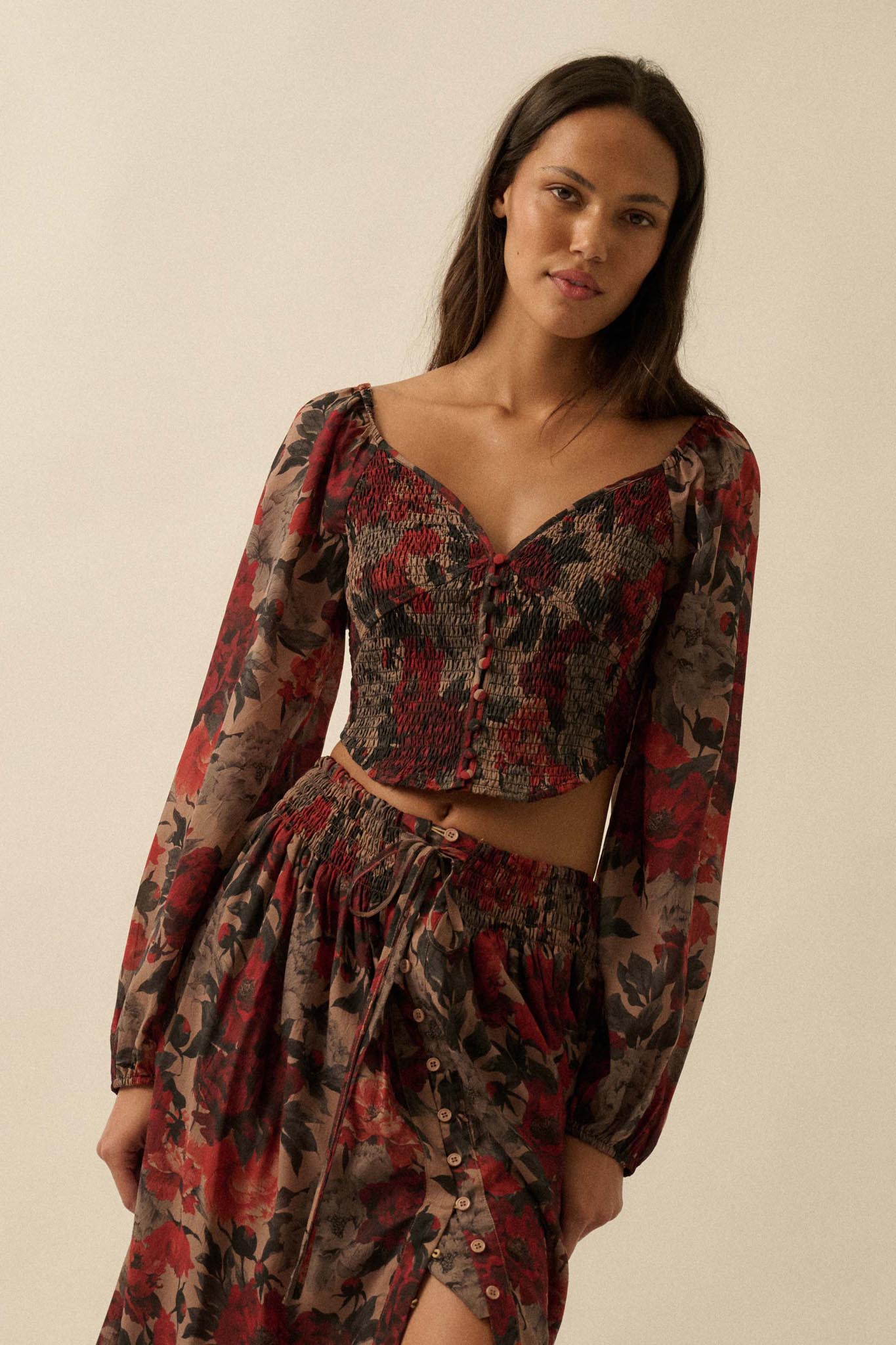 Perfumed Potpourri Smocked Sweetheart Peasant Top - ShopPromesa