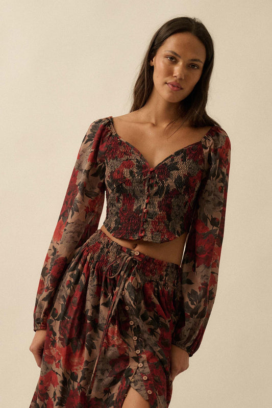 Perfumed Potpourri Smocked Sweetheart Peasant Top - ShopPromesa