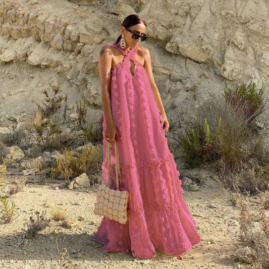 FashionSierra - 2025 Loose Waist Streetwear Fashion Floor Length Boho Dress