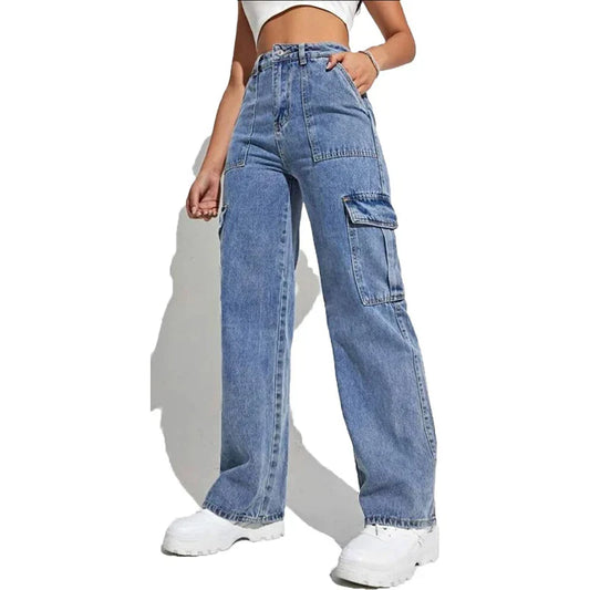 FashionSierra - Women Wide Baggy Punk Loose Cargo Pockets Skater Trouser