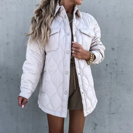 Pocket Casual Cotton Coats Woman Jackets 2025 New Loose Buttoned Thick Parkas Coat