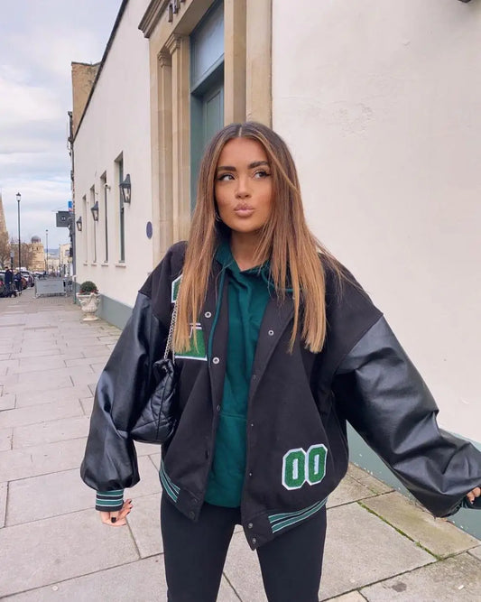 Women's High Street Hip Hop Loose Stitching 2025 Autumn New Oversized Coat