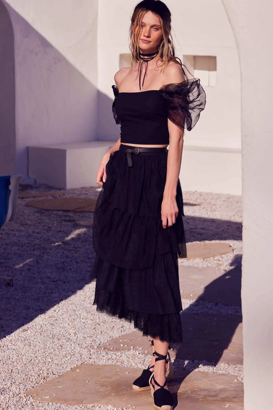 Among the Clouds Puff-Sleeve Off-Shoulder Crop Top