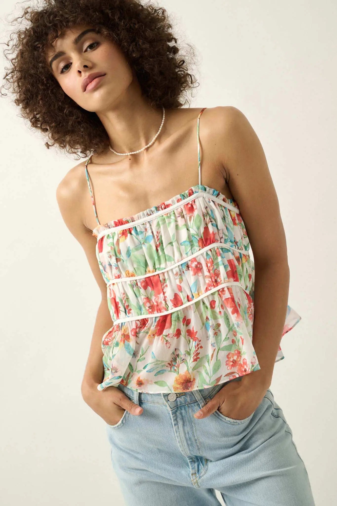 Barbados Beauty Tiered Ruffle Babydoll Cami Top - ShopPromesa