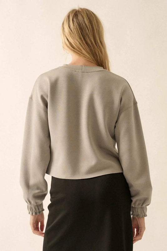 Premium Scuba Ruffle-Cuff Pullover Top