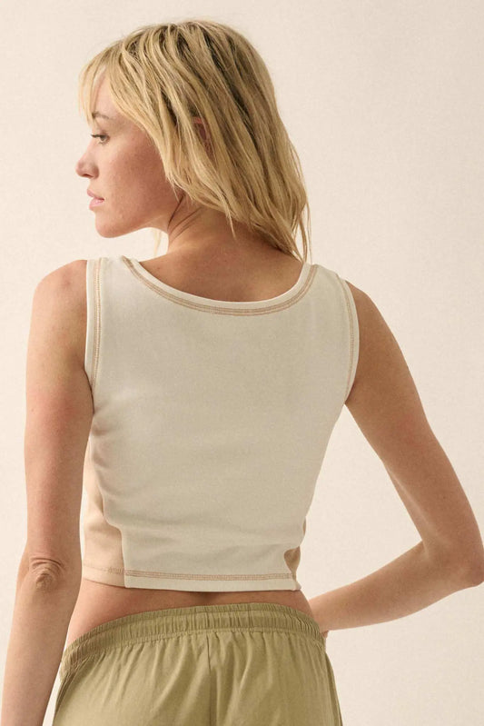 Premium Scuba Colorblock Cropped Tank Top