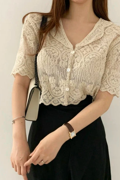 Lace Embroidery Sheer Cardigan