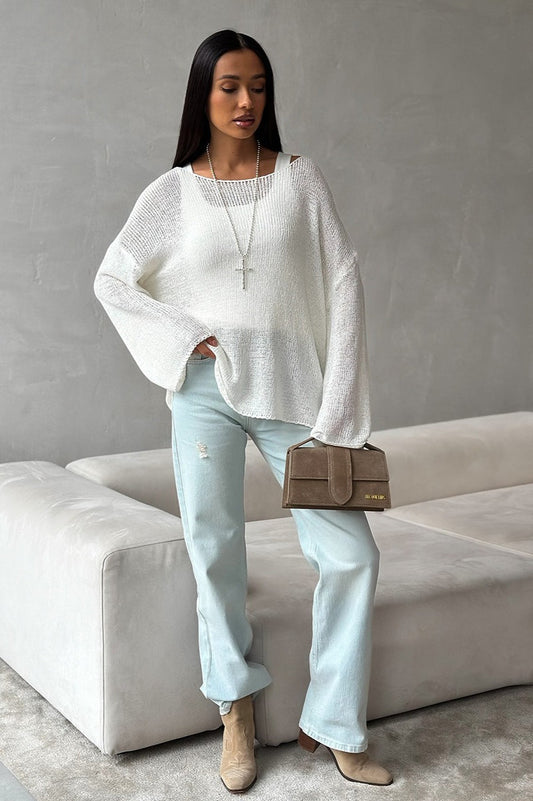 Casual Hollow Knit Pullover Sweater