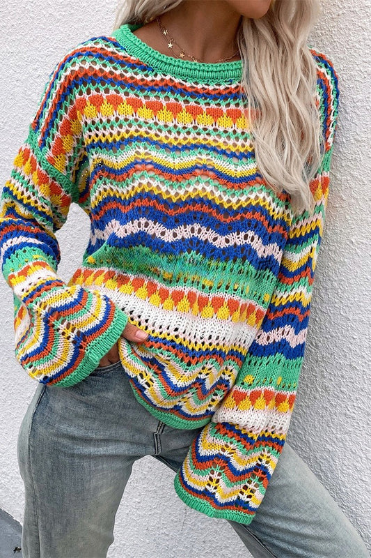 Casual Colorblock Knit Sweater