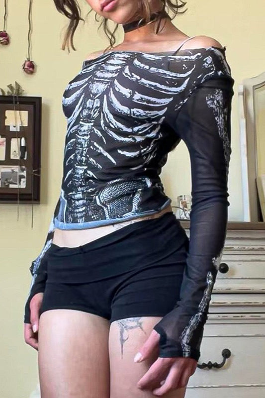 Skull Print Street Style T-Shirt