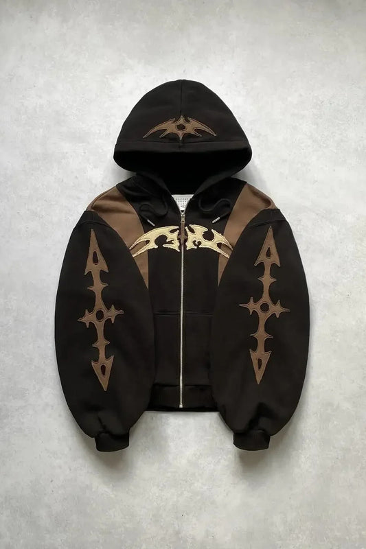 Embroidered Geometric Gothic Hoodie