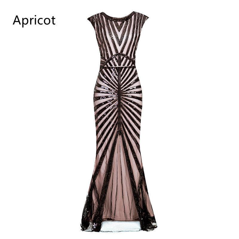 Sequined Fishtail Hem Long Slim Dress Evening Party - Trendha